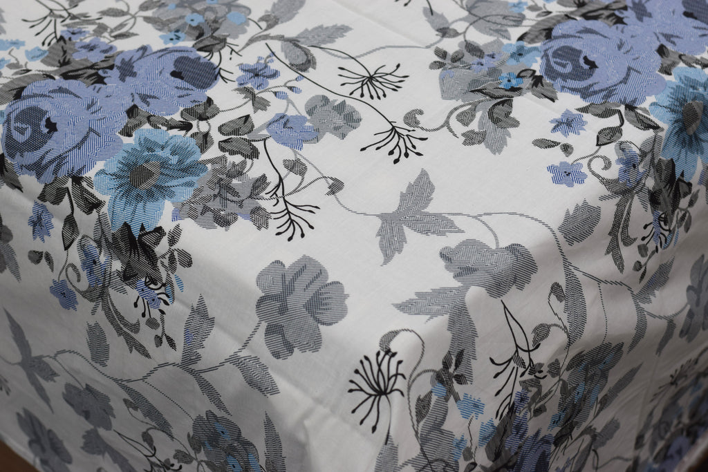Elegant Blue Floral Queen Size Bedsheet with 2 Pillow Covers