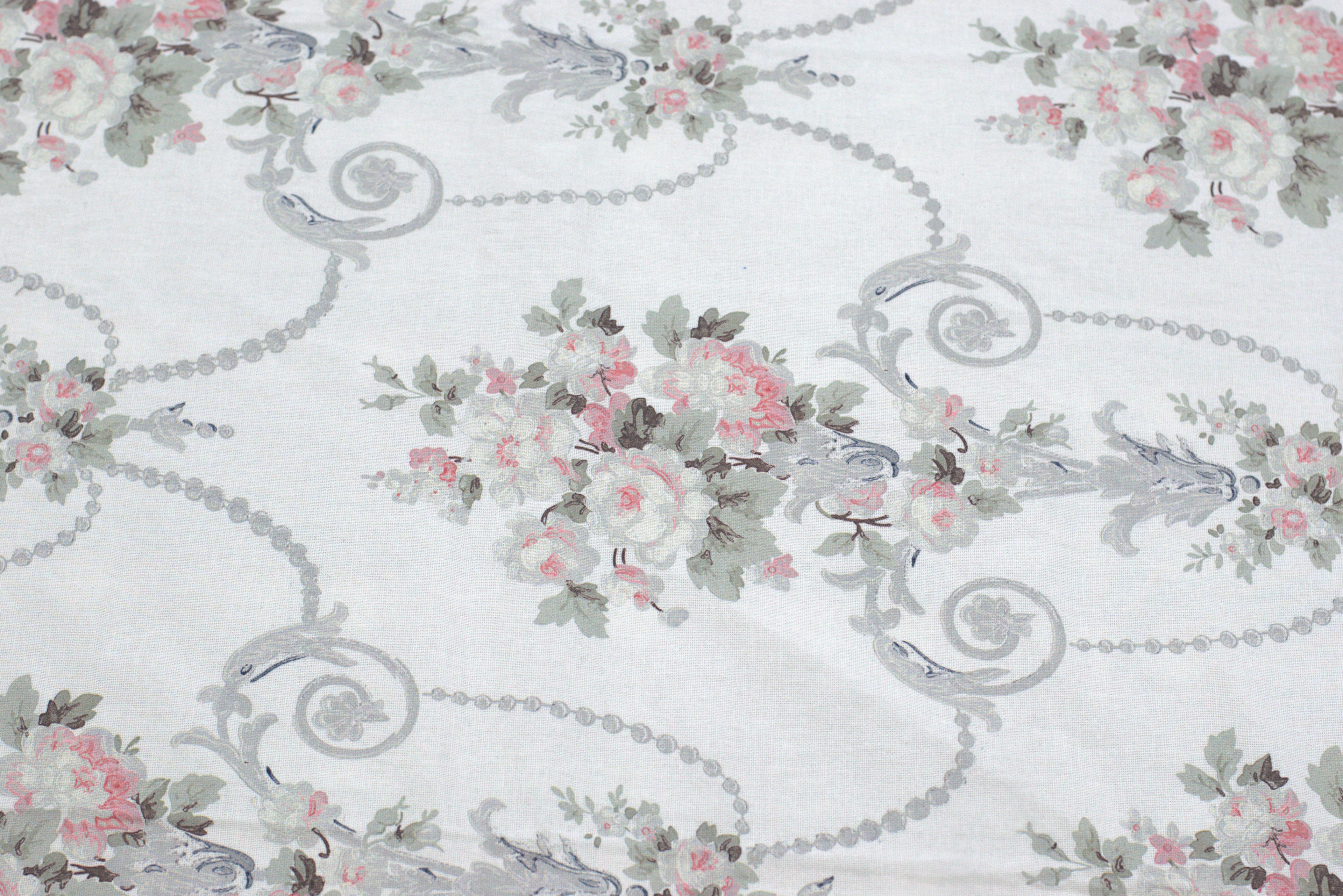 King Size Cotton Bedspread with 2 Pillow Covers | Elegant White &Grey Floral Printed Bed Cover |