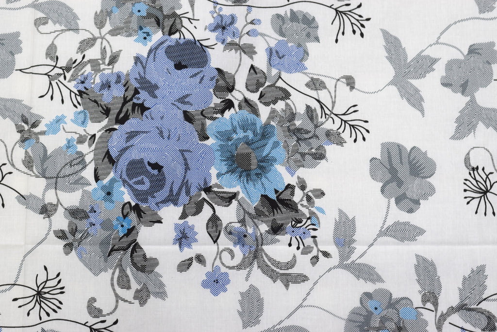 Elegant Blue Floral Queen Size Bedsheet with 2 Pillow Covers