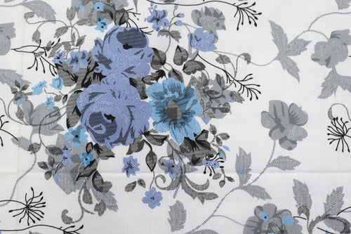 Elegant Blue Floral Queen Size Bedsheet with 2 Pillow Covers