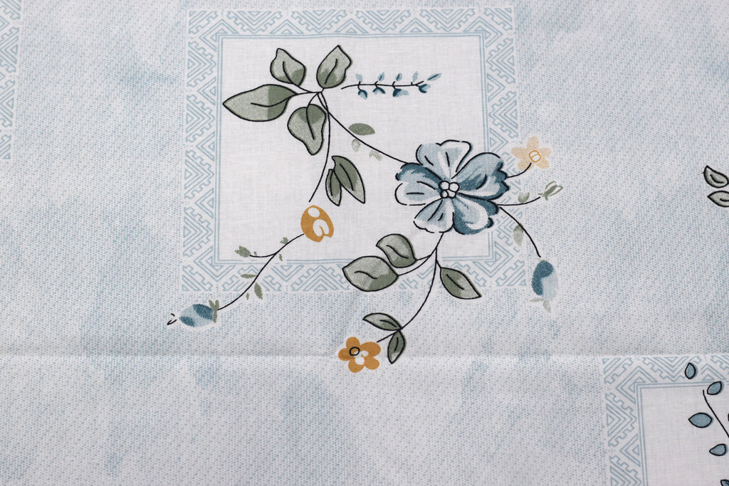 Elegant Blue Floral Queen Size Bedsheet with Pillow Covers