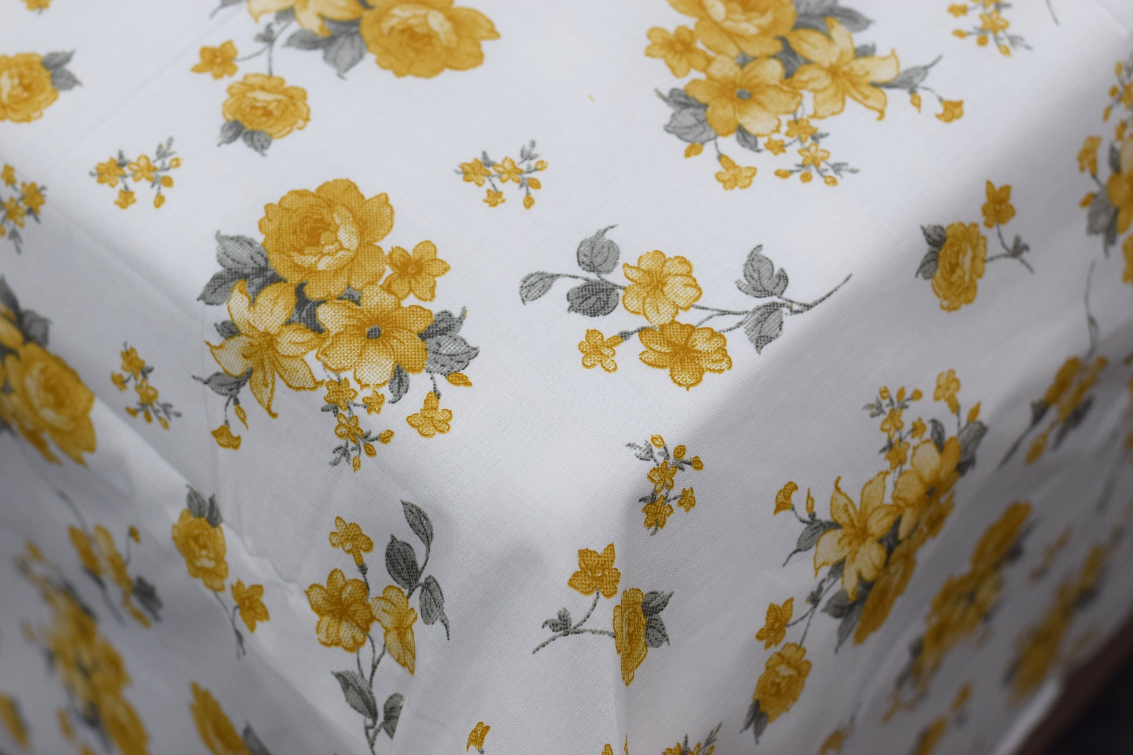 Golden Blossom Floral Queen Size Bedsheet with Pillow Covers