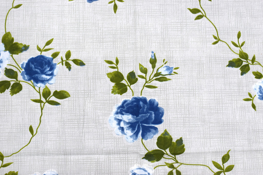 Blue Rose Floral Queen Size Bedsheet with Pillow Covers – Soft Cotton Blend Double Bedsheet