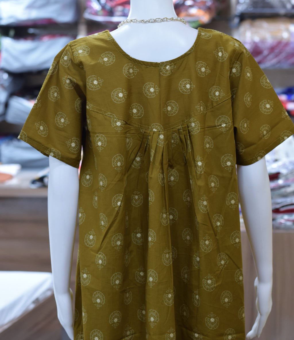 Women’s Full Length Cotton Nighty – Printed Comfort Nightdress | Size L