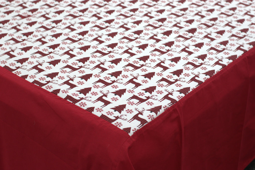 Christmas Printed Cotton King Size Bedspread – 100 × 110 Inches