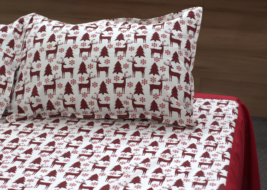 Christmas Printed Cotton King Size Bedspread – 100 × 110 Inches