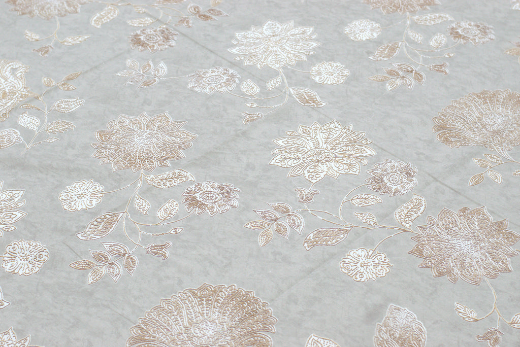 Elegant Beige Floral Queen Size Bedsheet with 2 Pillow Covers