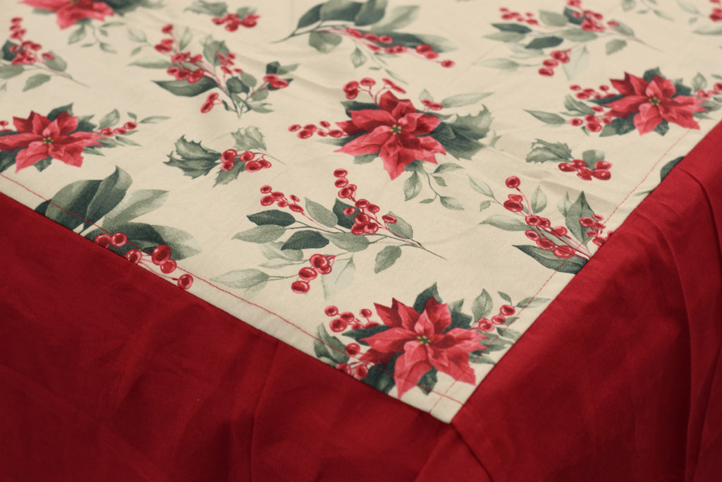 King Size Cotton Bedspread – Red Floral Print with Red Border | 100 × 110 Inches