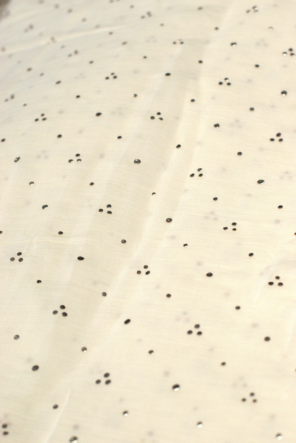 Elegant Ivory Mull Chanderi Sequin Work Dress Material – 44 Inch Width | 2.5 Meter Top Fabric