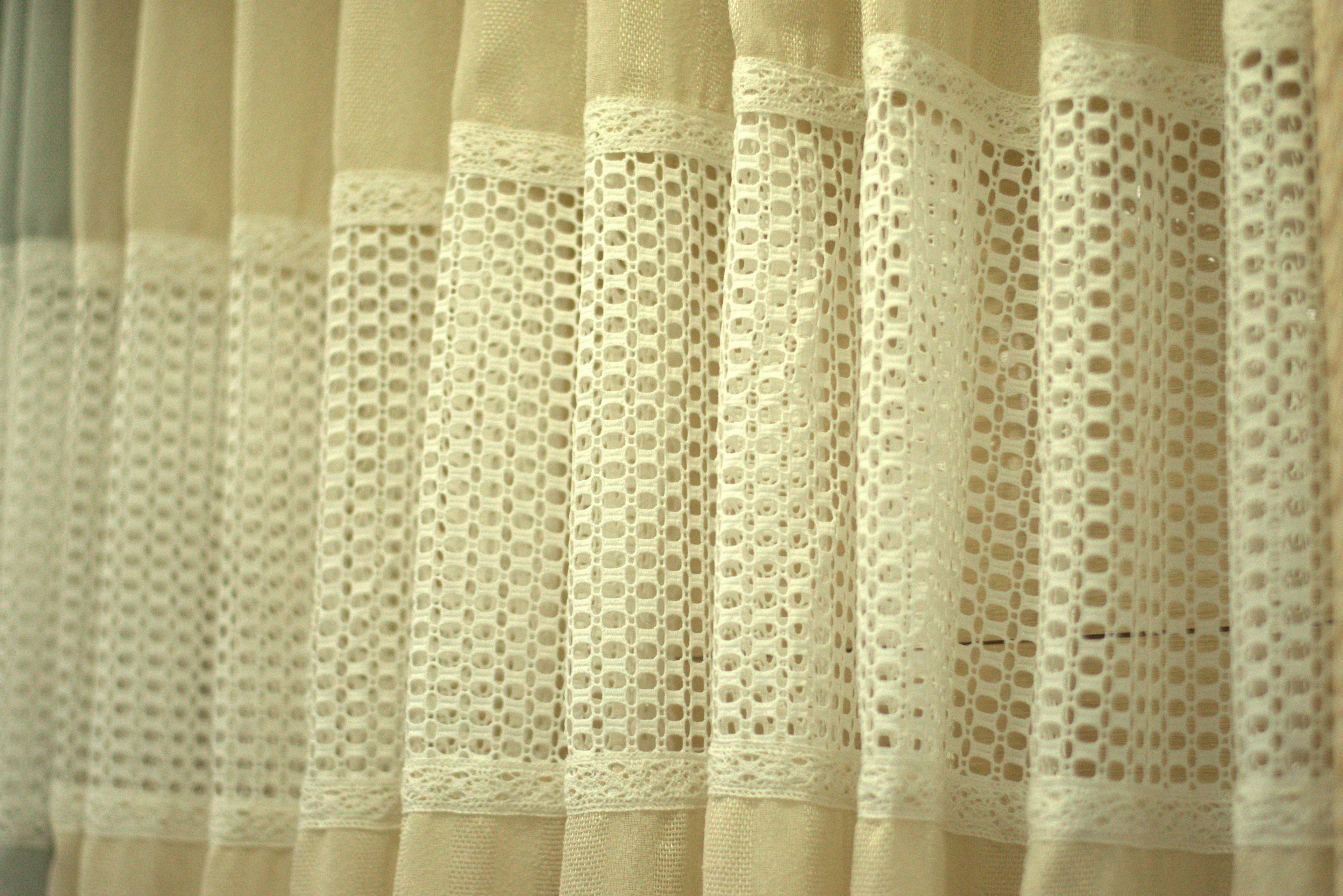 Elegant Beige Semi Linen Door Curtain with Decorative Lace Panel | 4 x 7 Feet