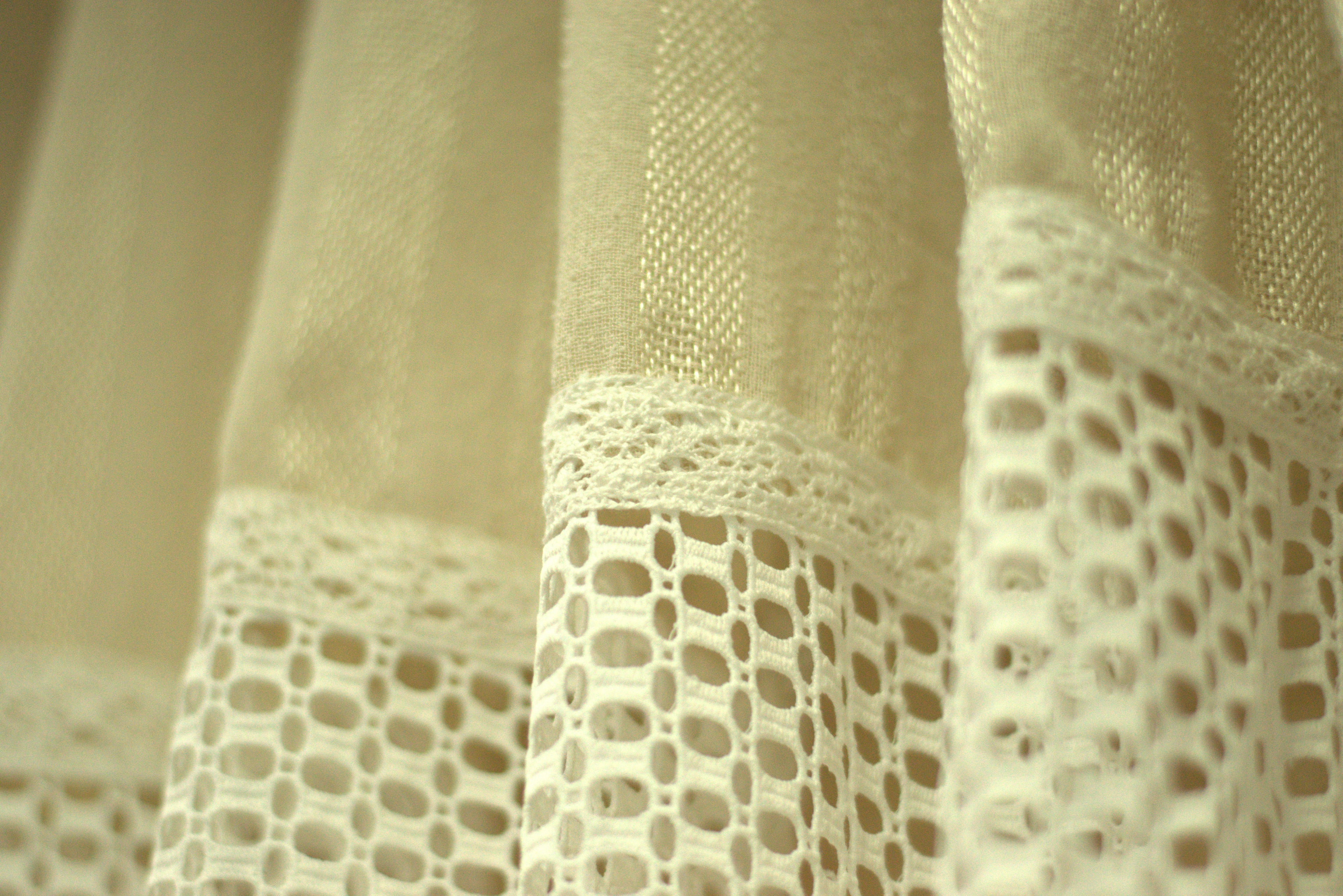 Elegant Beige Semi Linen Door Curtain with Decorative Lace Panel | 4 x 7 Feet