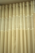 Elegant Beige Semi Linen Door Curtain with Decorative Lace Panel | 4 x 7 Feet