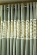 4x7 Semi Linen Door Curtain with Decorative Lace Panel – Sage Green