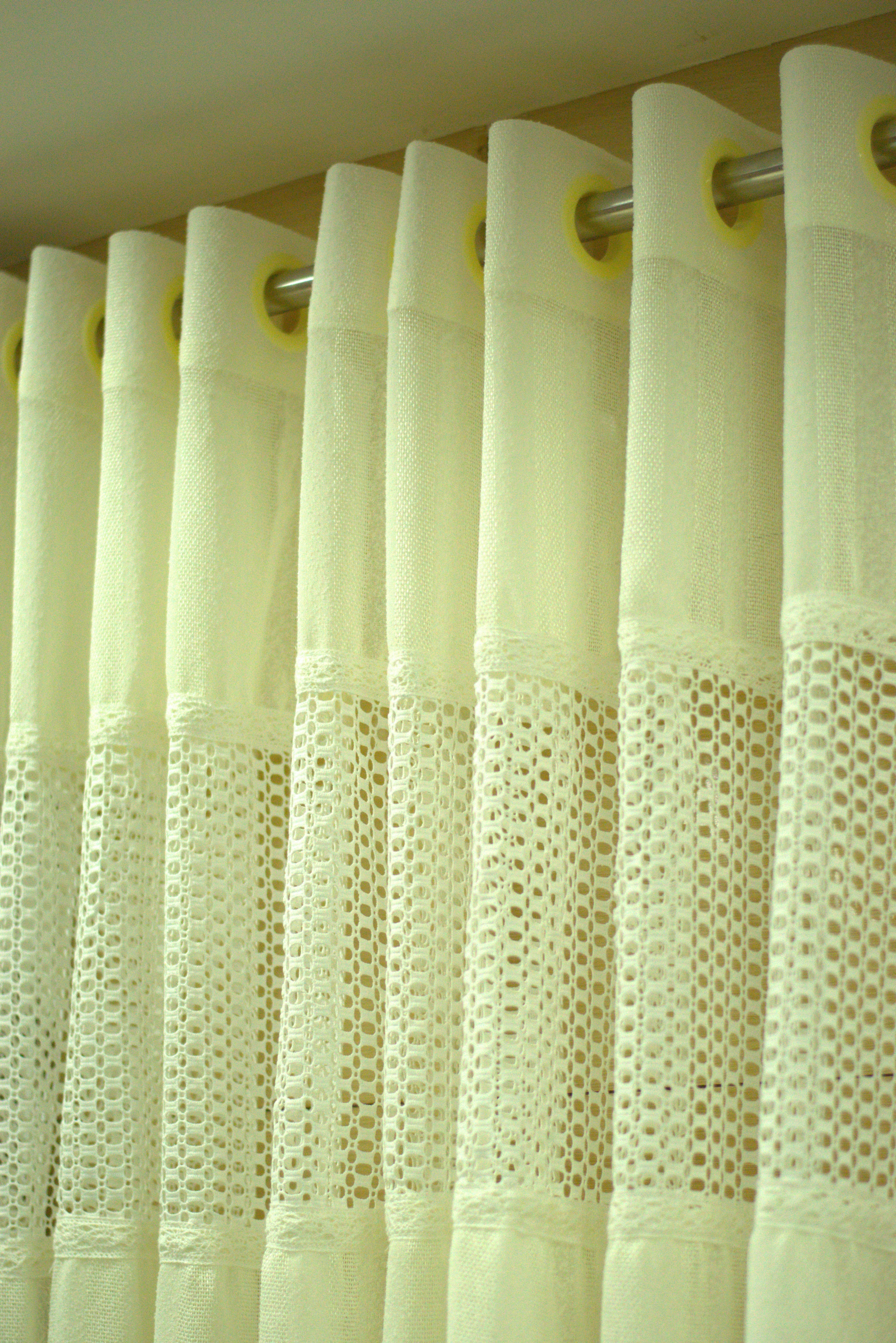 Elegant Off-White Semi Linen Door Curtain with Lace Panel | 4 x 7 Feet
