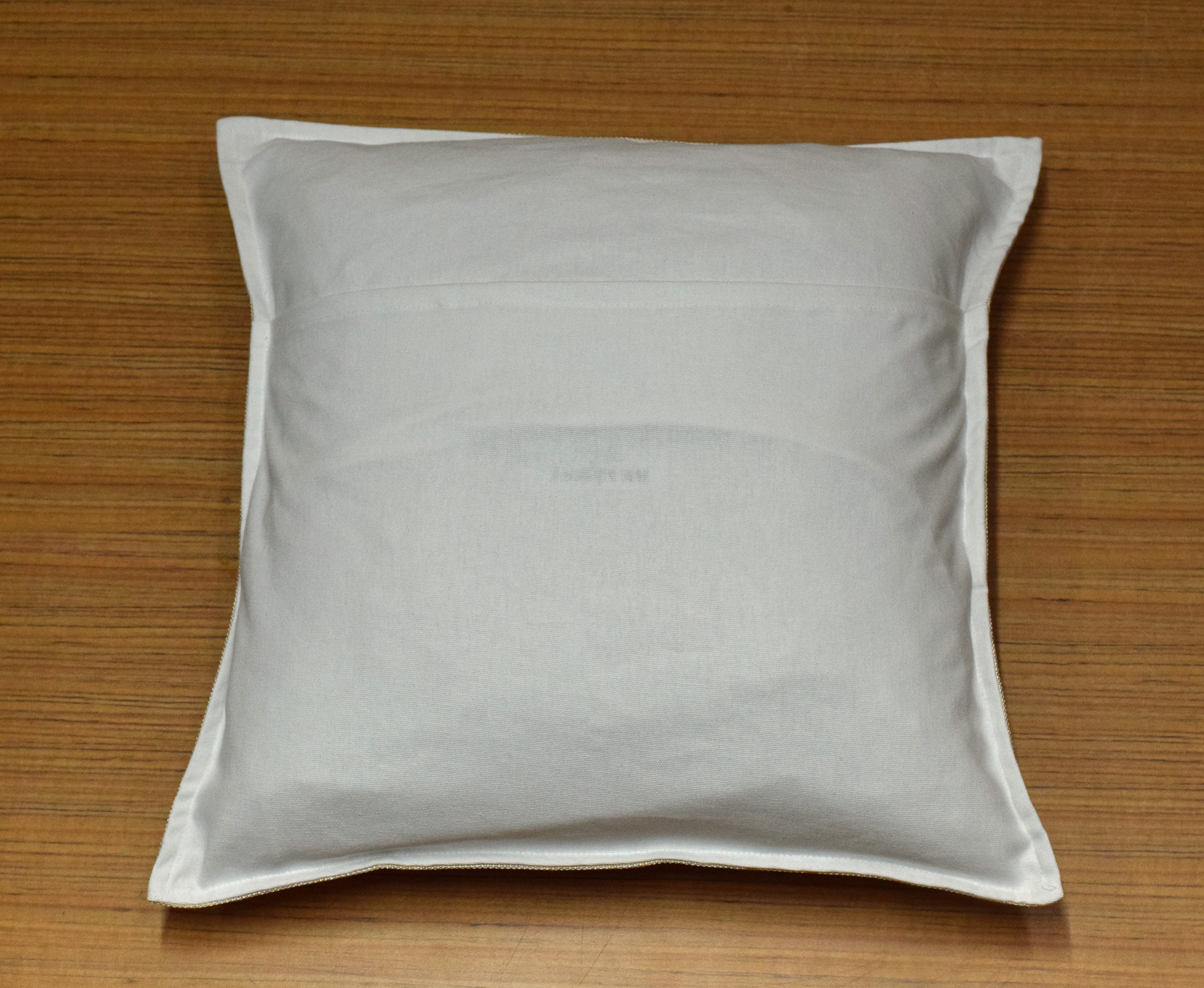 Premium Banana Tree Embroidered Cushion Cover –  Golden Stripe | 16 x 16 Inches | Available in Set of 1/ 2 / 5