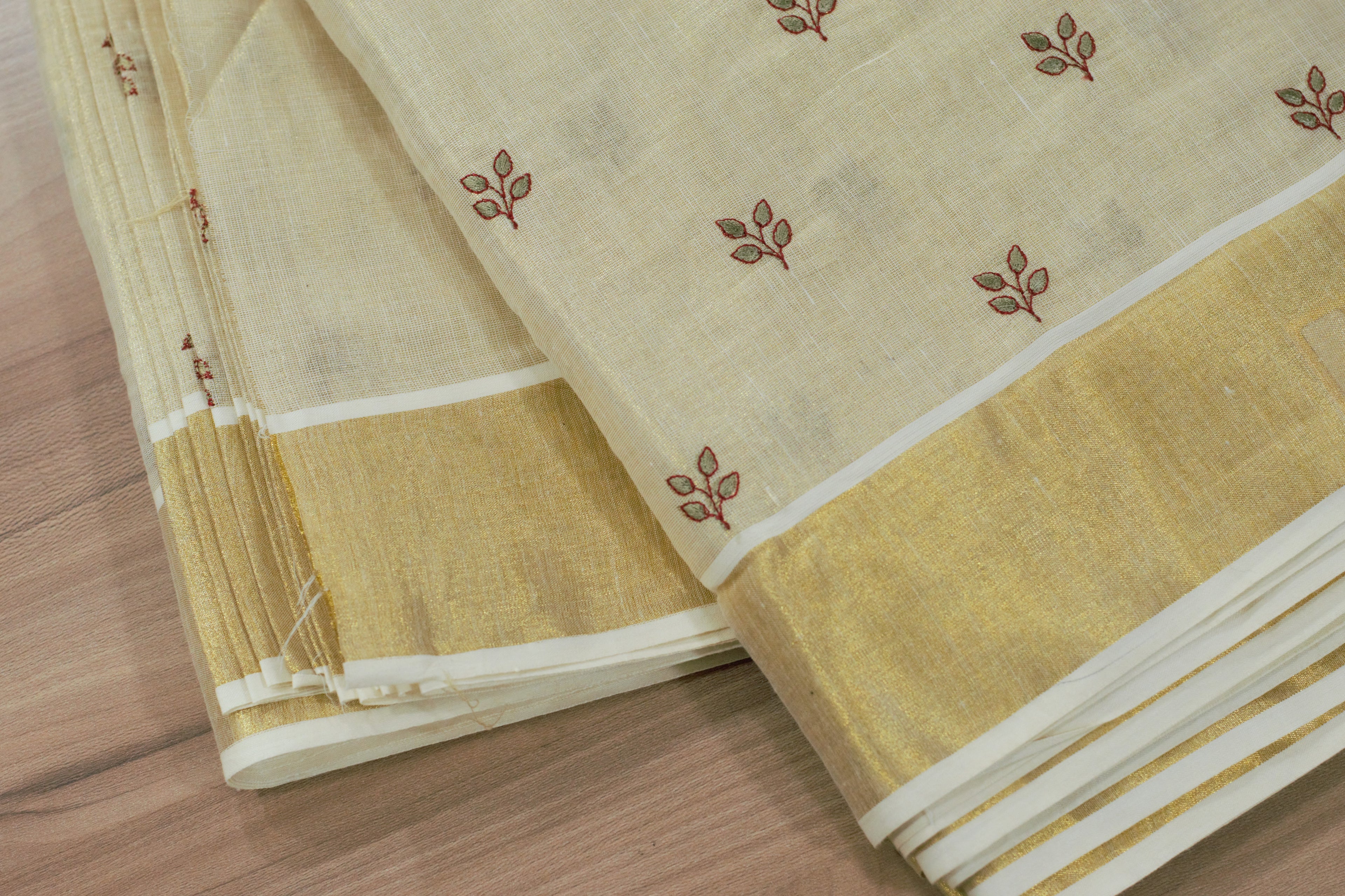 Elegant Cream Tissue Dress Material Set with Embroidered Butti Work – Saree, Top & Skirt Fabric
