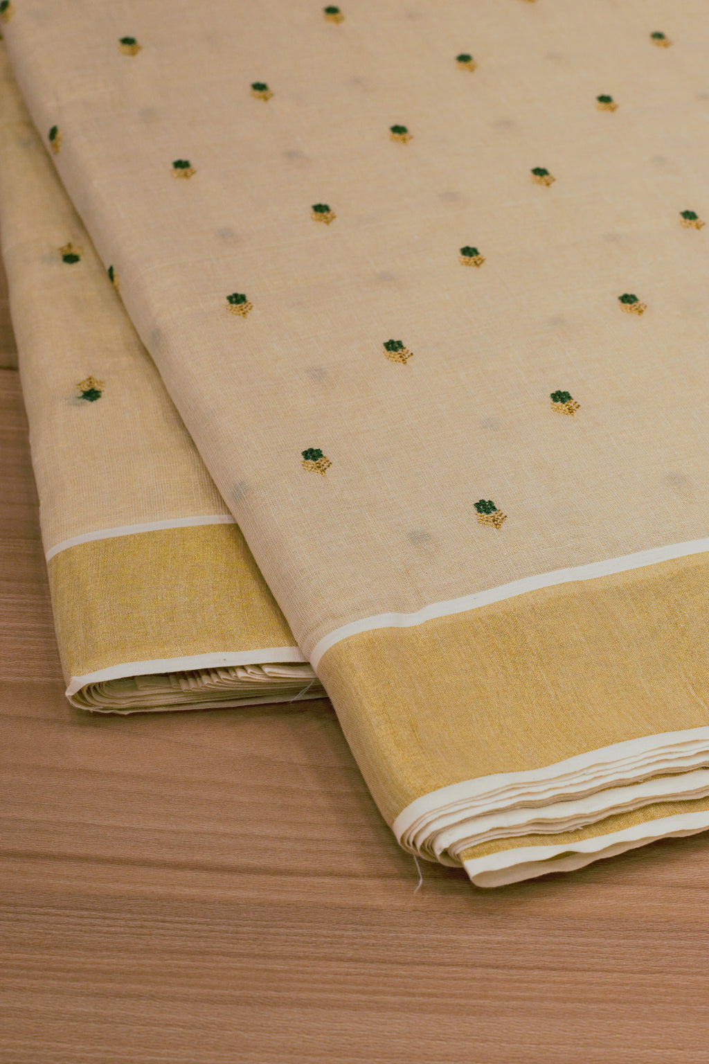 Elegant Cream Tissue Dress Material Set with Embroidered Butti Work – 44" Width