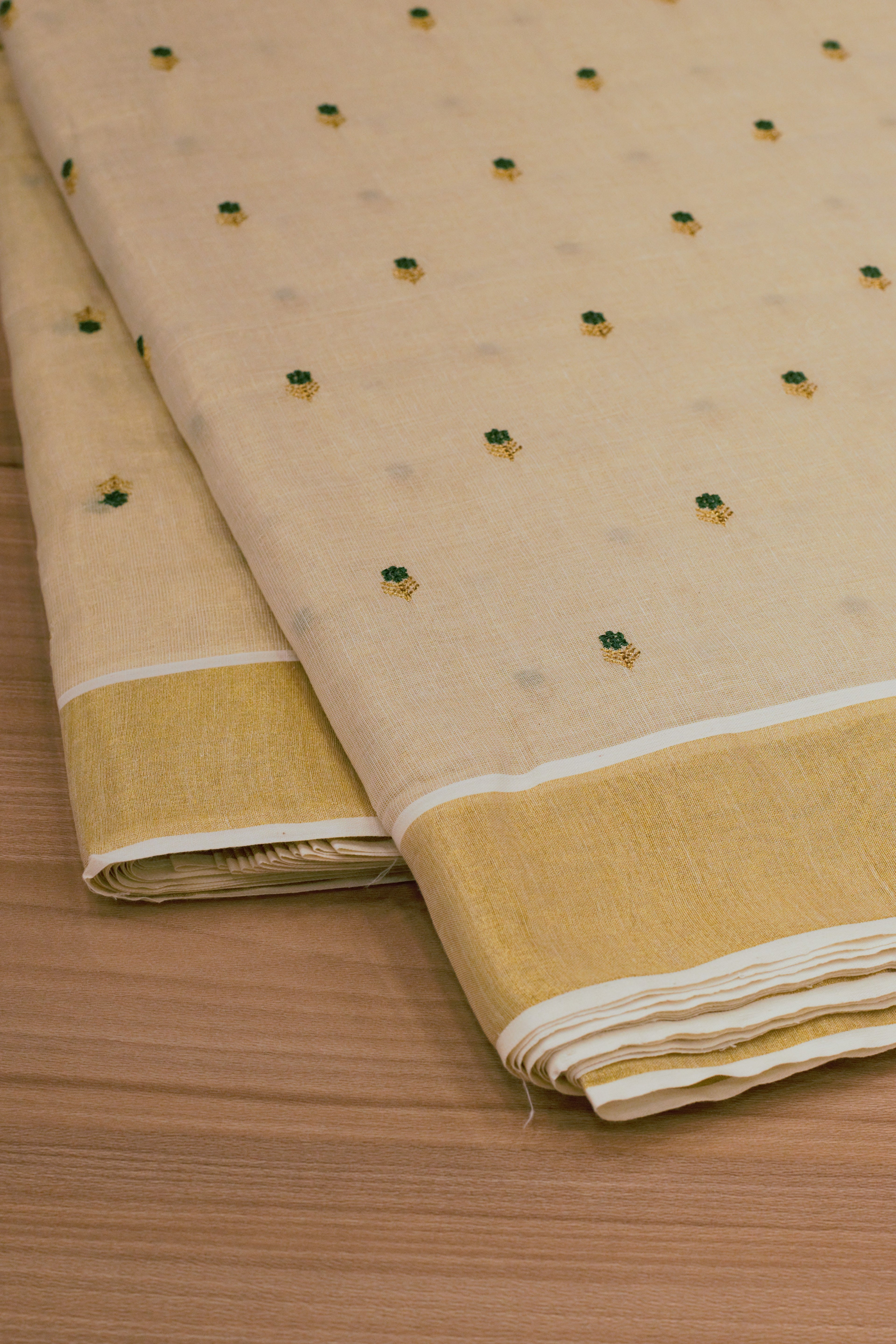 Elegant Cream Tissue Dress Material Set with Embroidered Butti Work – 44" Width