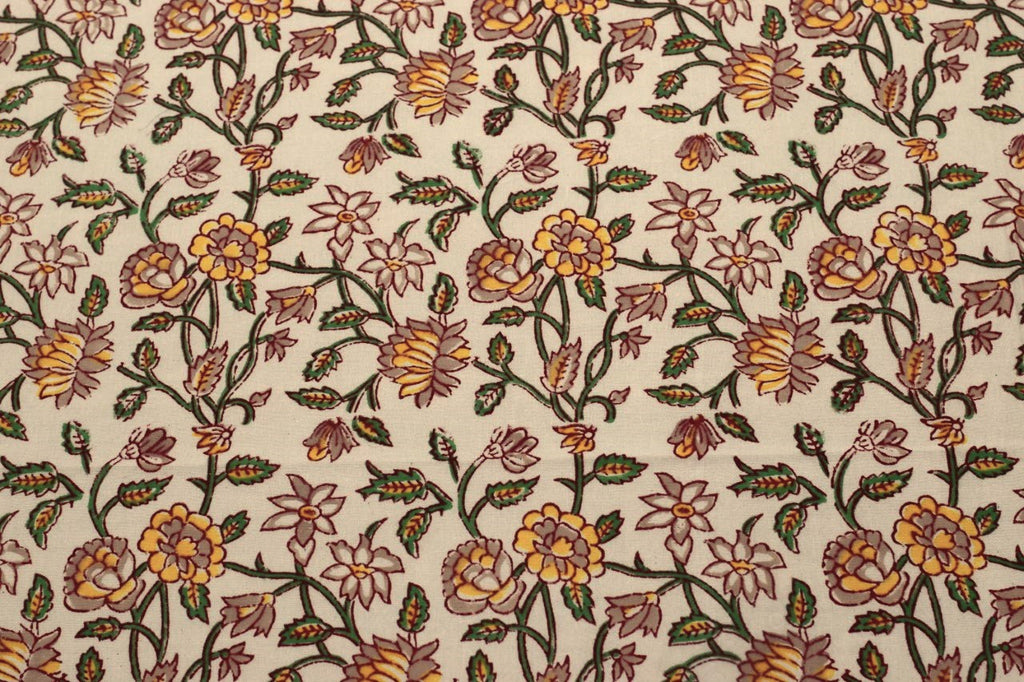 Queen Size Cotton Bedspread 90 × 100 Inches – Floral Printed Traditional Design