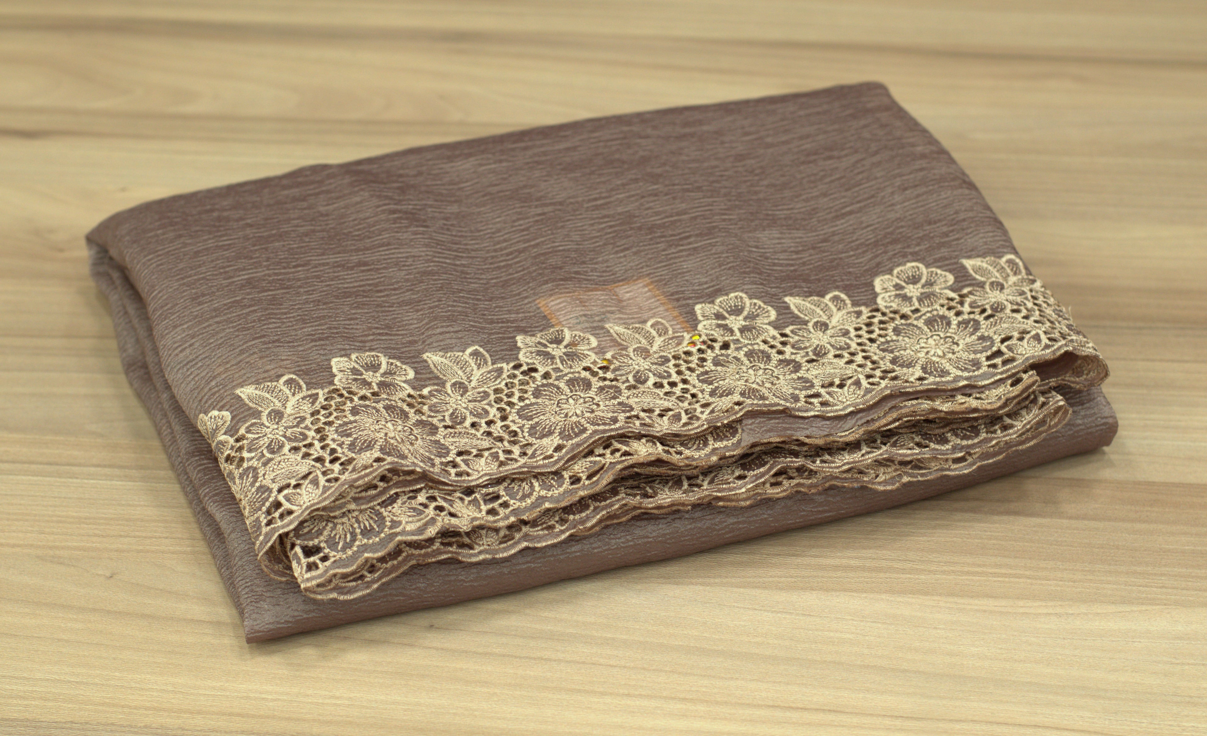Elegant Crushed Organza Saree with Floral Lace Border – Premium Party & Occasion Wear