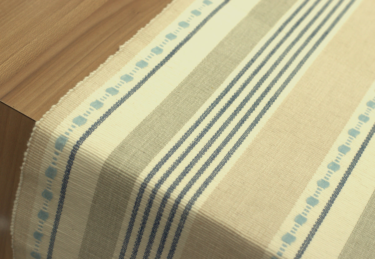 Striped Cotton Table Runner with Tassel Border – 190 × 40 cm