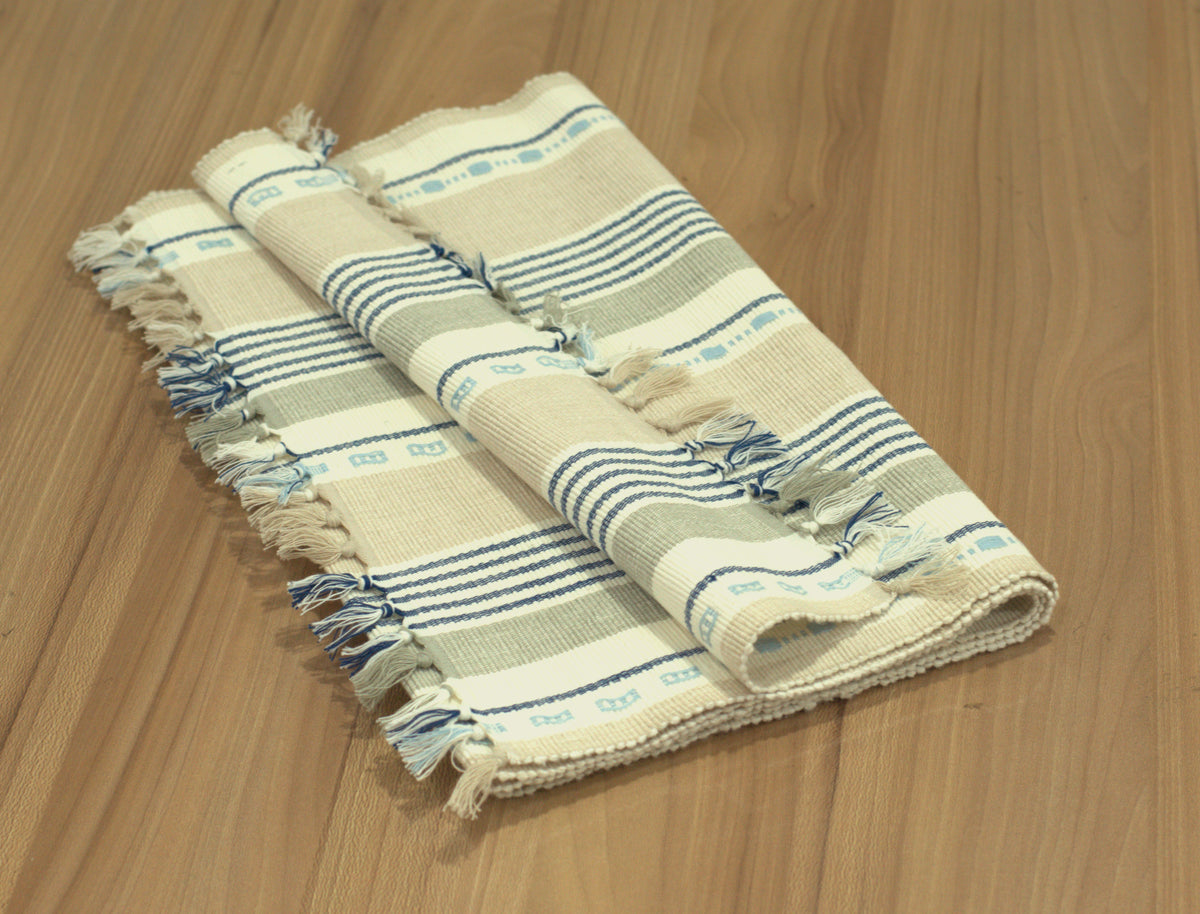 Striped Cotton Table Runner with Tassel Border – 190 × 40 cm