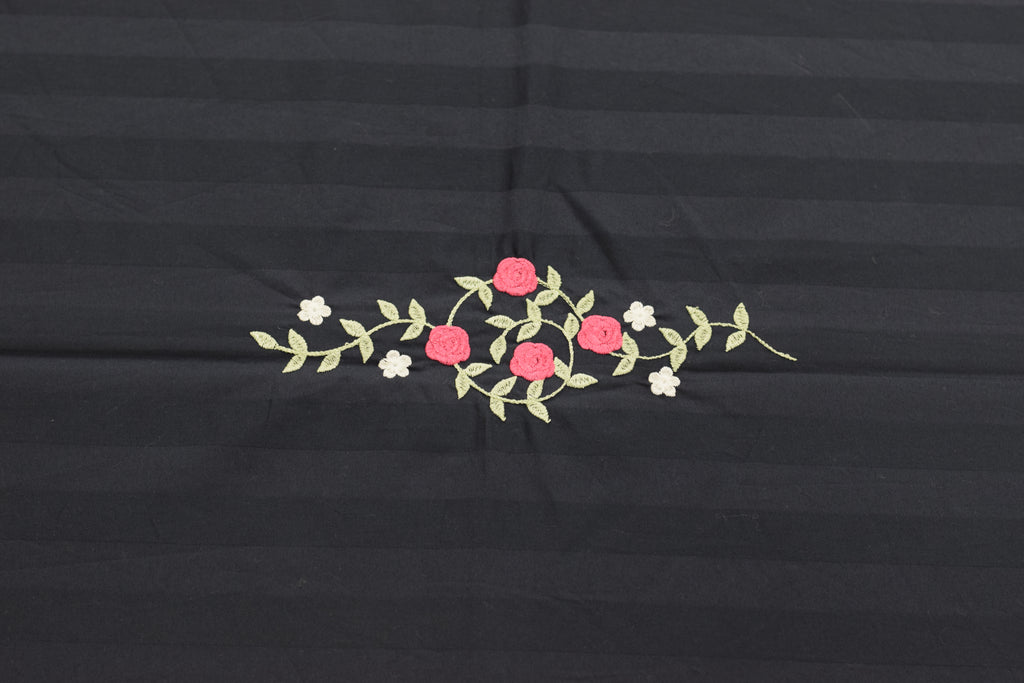 Elegant Navy Blue Embroidered King Size Bedspread Set with Pillow Covers