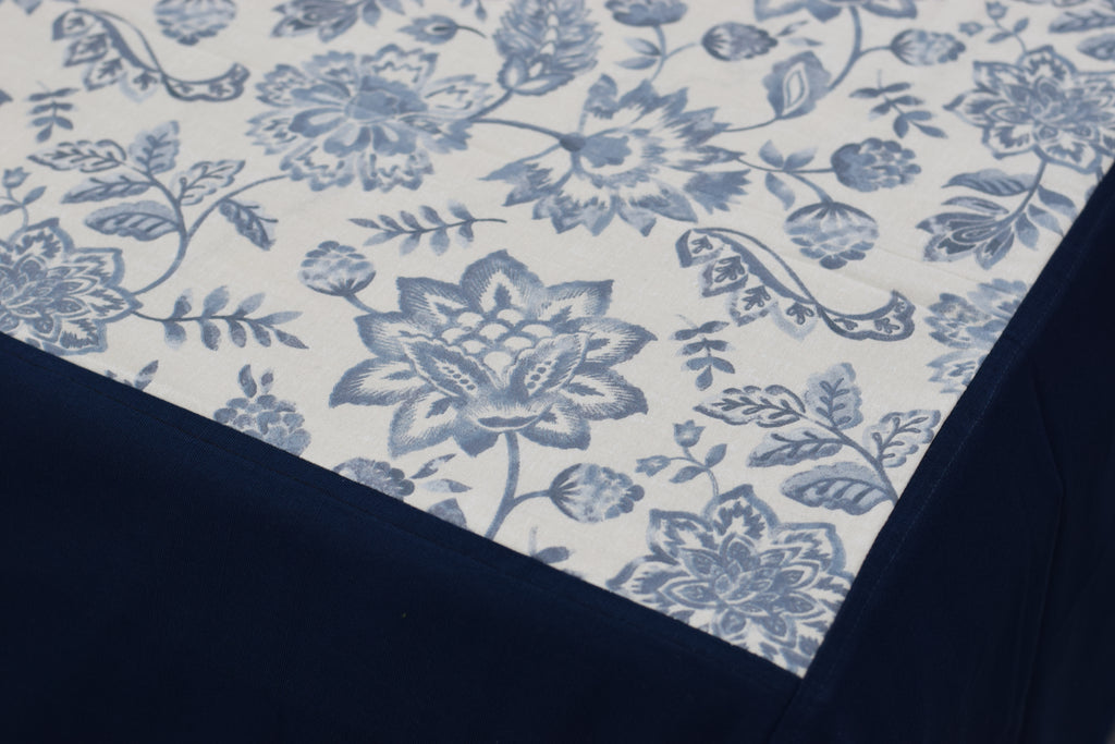King Size Blue Floral Printed Bedsheet with 2 Pillow Covers – Elegant Cotton Blend Bed Sheet Set