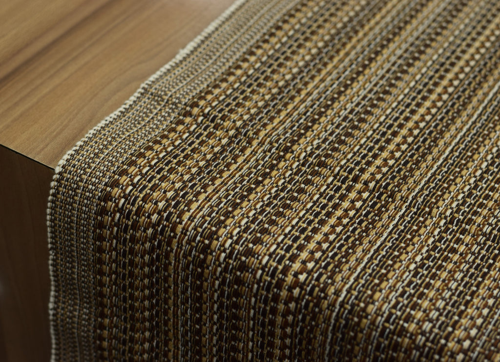 Brown & Beige Textured Woven Table Runner – 100 × 35 cm