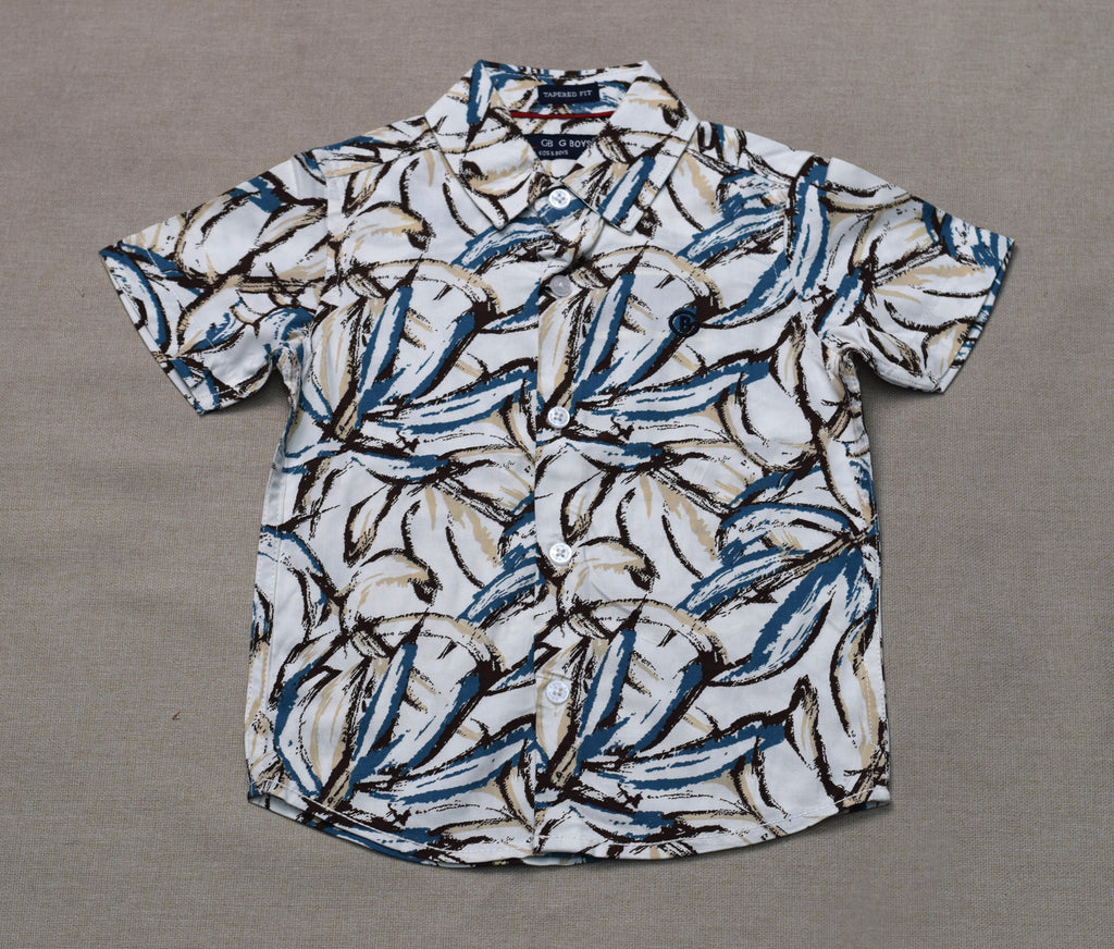 Boys Tropical Leaf Print Co-Ord Set – Half Sleeve Shirt & Shorts Matching Outfit