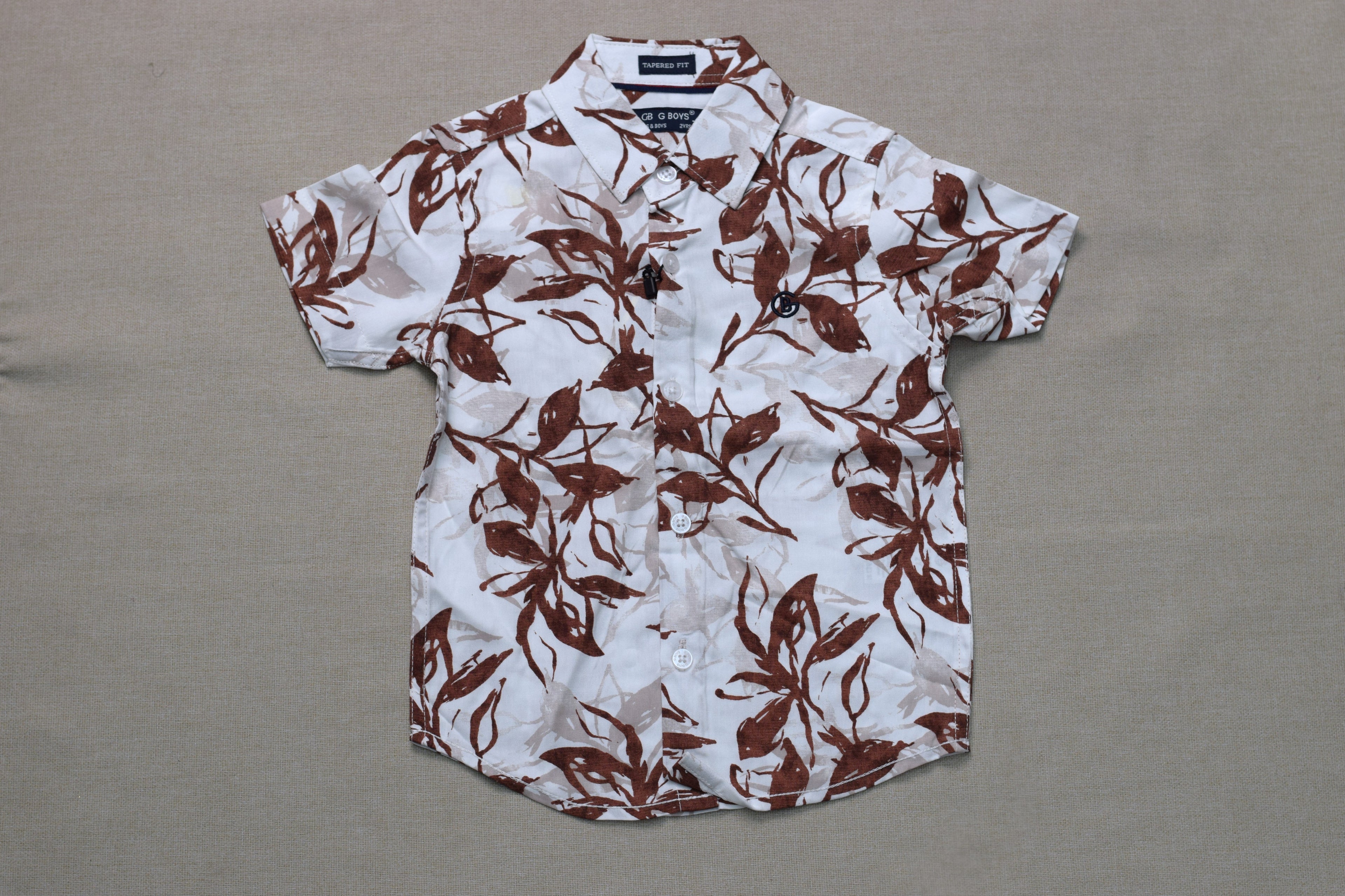 Boys Tropical Leaf Print Co-Ord Set – Half Sleeve Shirt & Shorts Set