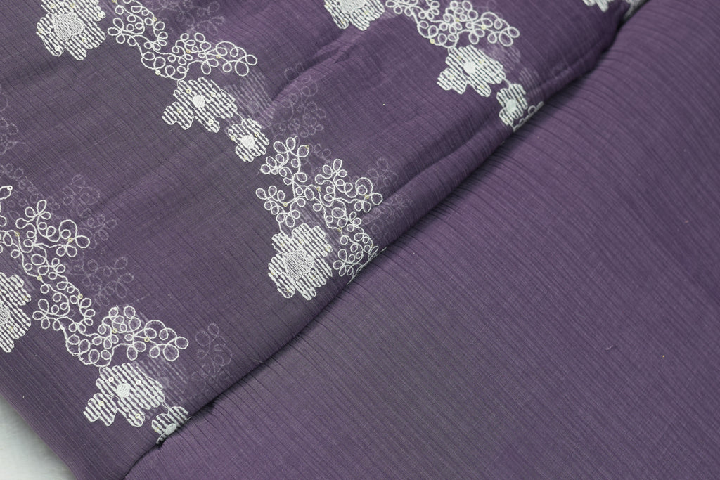 Crushed Georgette Fabric - Purple Floral Print - 44 Inches Width - View 3 - Floral - Nushio