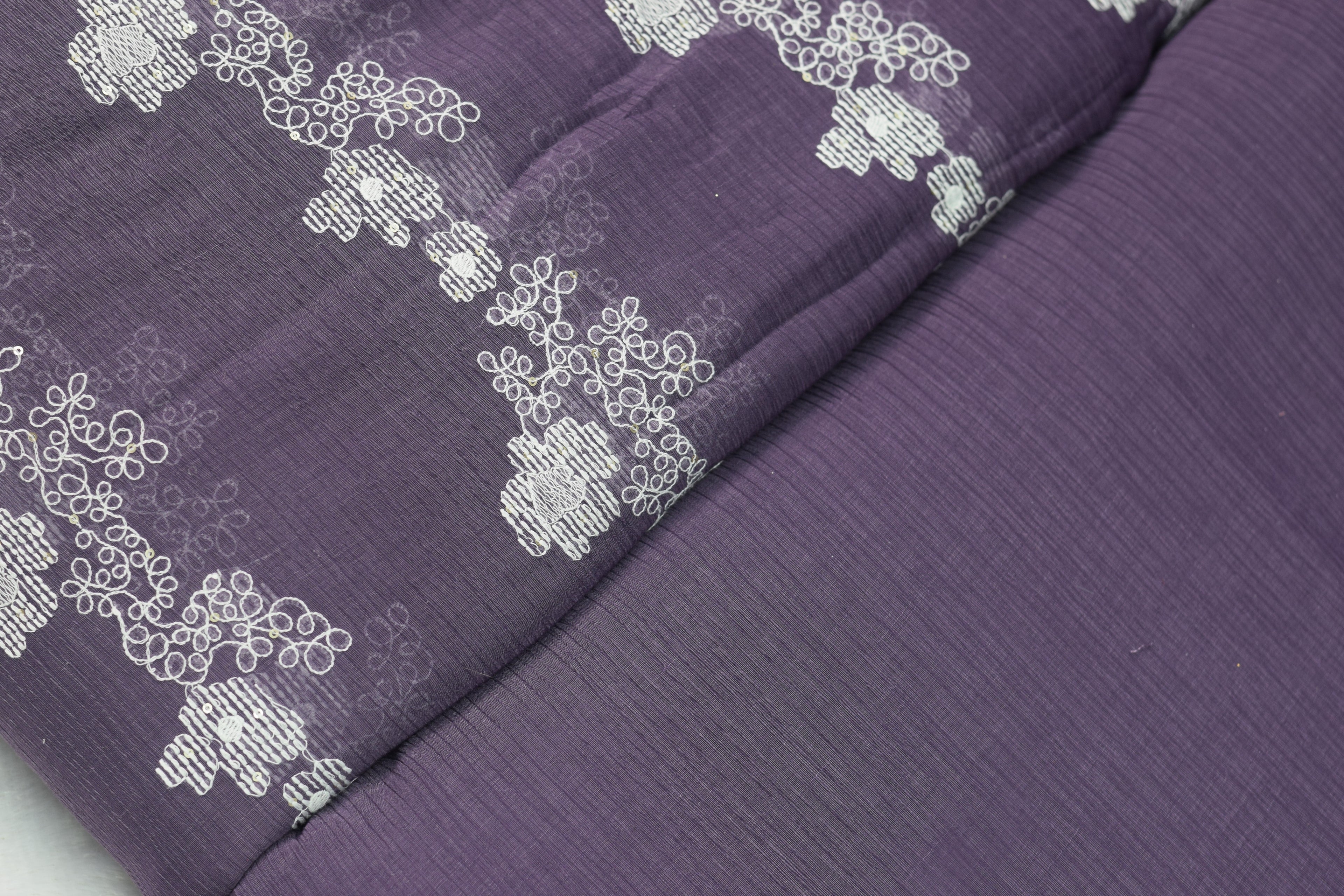 Crushed Georgette Fabric - Purple Floral Print - 44 Inches Width - View 3 - Floral - Nushio