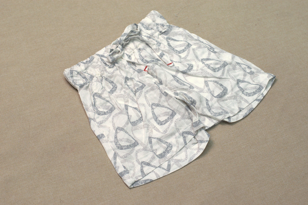 Boys White Geometric Print Co-Ord Set – Half Sleeve Shirt & Shorts