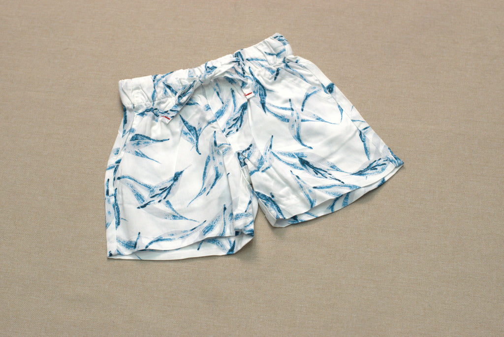 Boys White & Blue Tropical Print Co-Ord Set | Half Sleeve Shirt & Shorts Summer Outfit