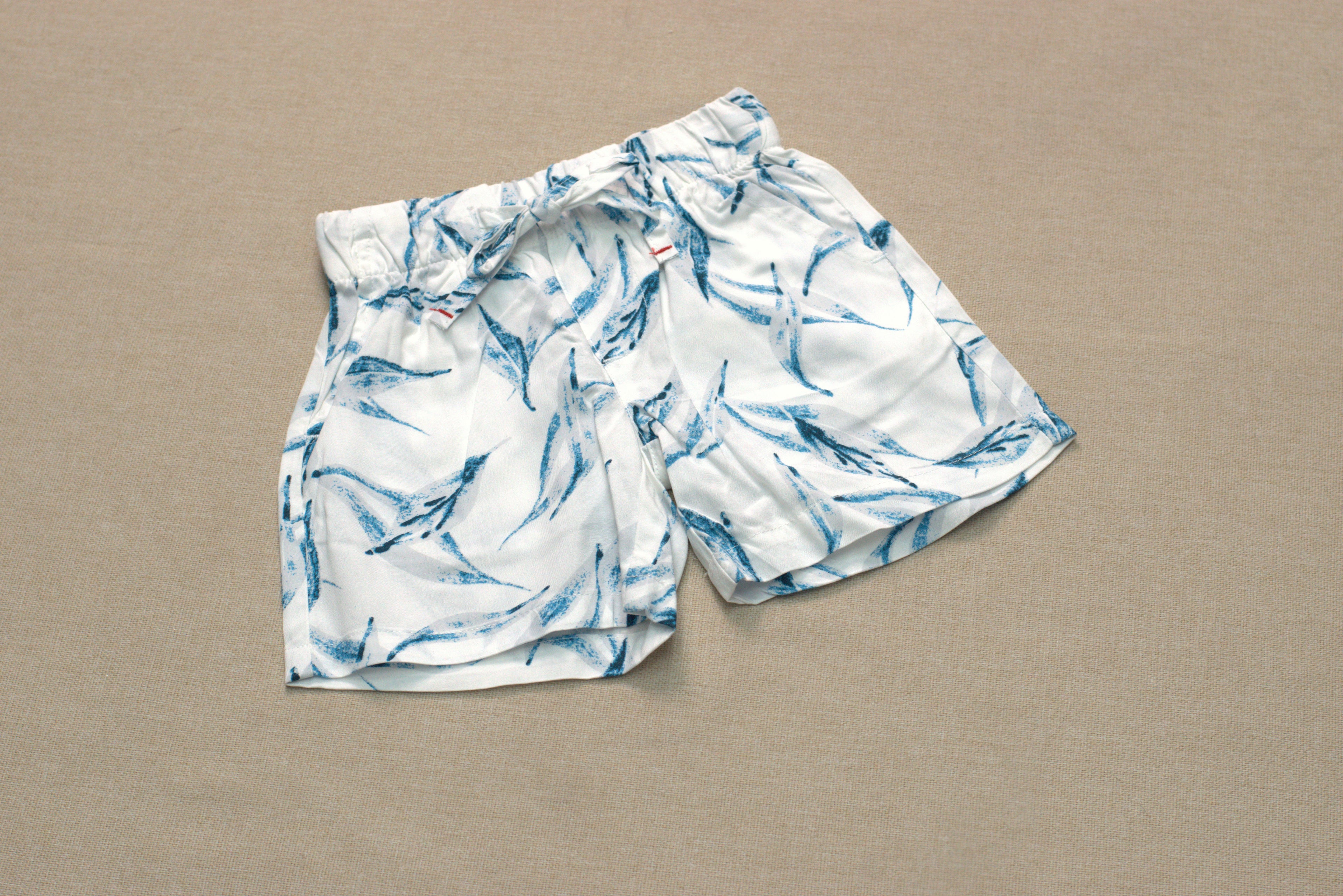 Boys White & Blue Tropical Print Co-Ord Set | Half Sleeve Shirt & Shorts Summer Outfit