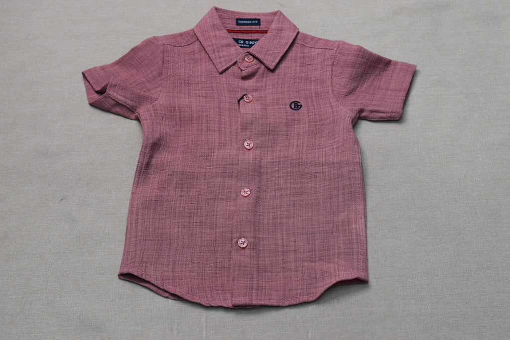 Boys Dusty Rose Cotton Co-ord Set – Half Sleeve Shirt & Shorts Outfit