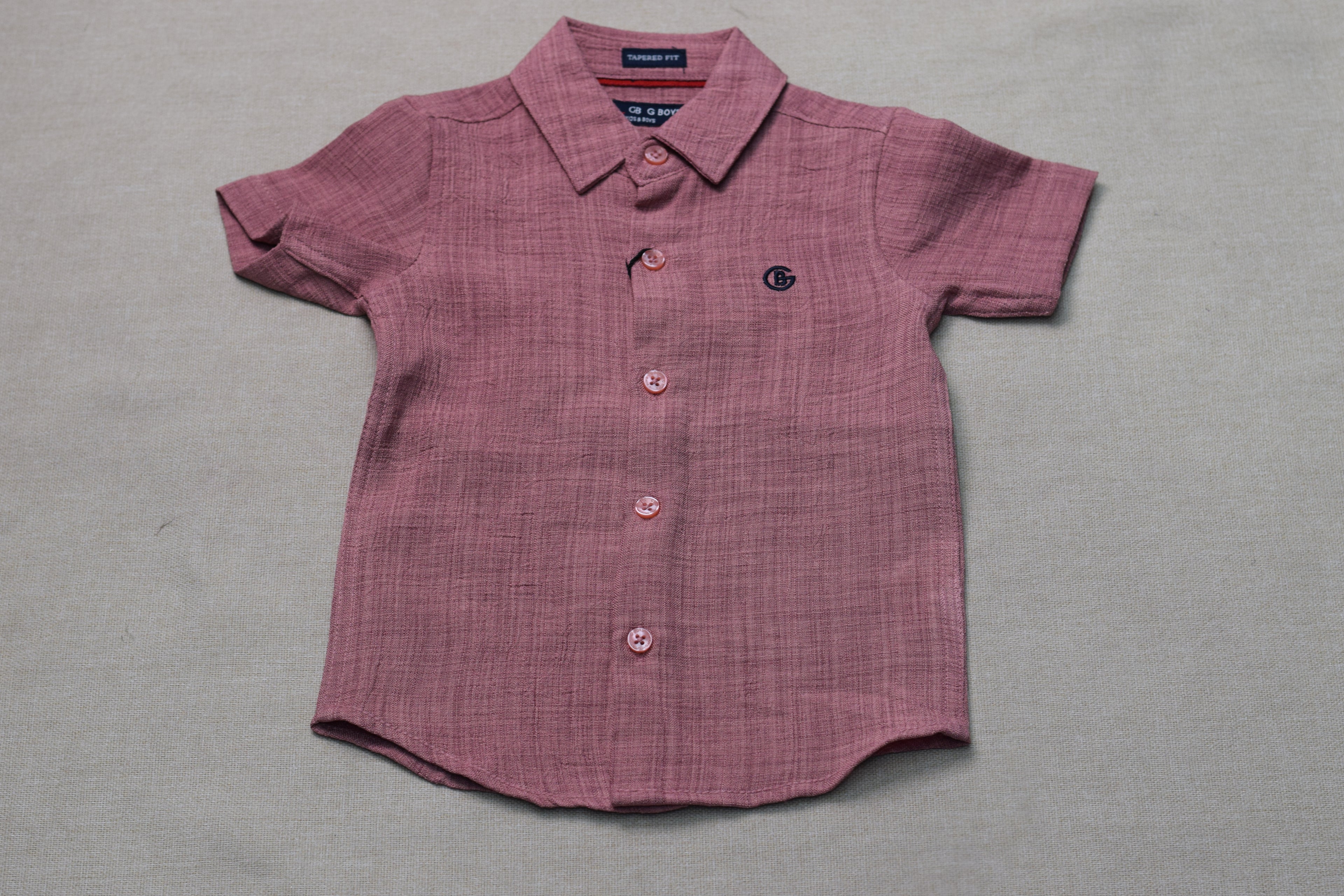 Boys Dusty Rose Cotton Co-ord Set – Half Sleeve Shirt & Shorts Outfit