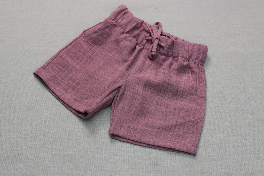 Boys Dusty Rose Cotton Co-ord Set – Half Sleeve Shirt & Shorts Outfit