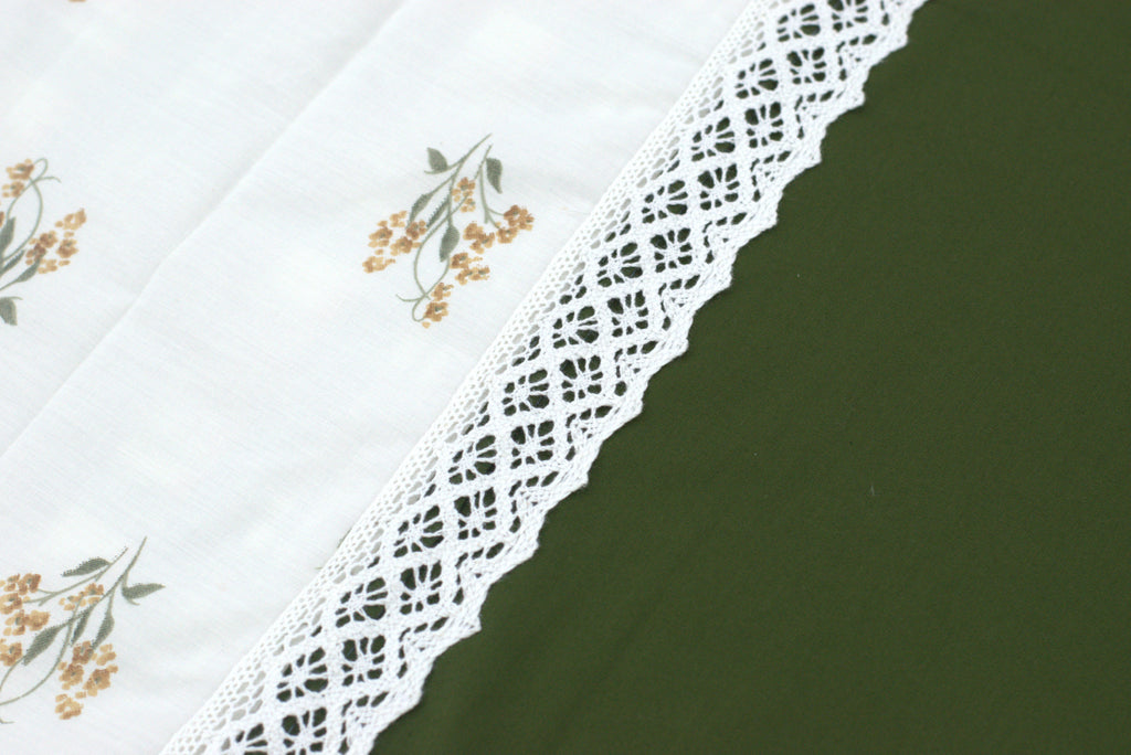 Premium King Size Olive Green & Cream Floral Bedspread Set - 3 Piece Cotton Blend (Includes 2 Pillow Covers)
