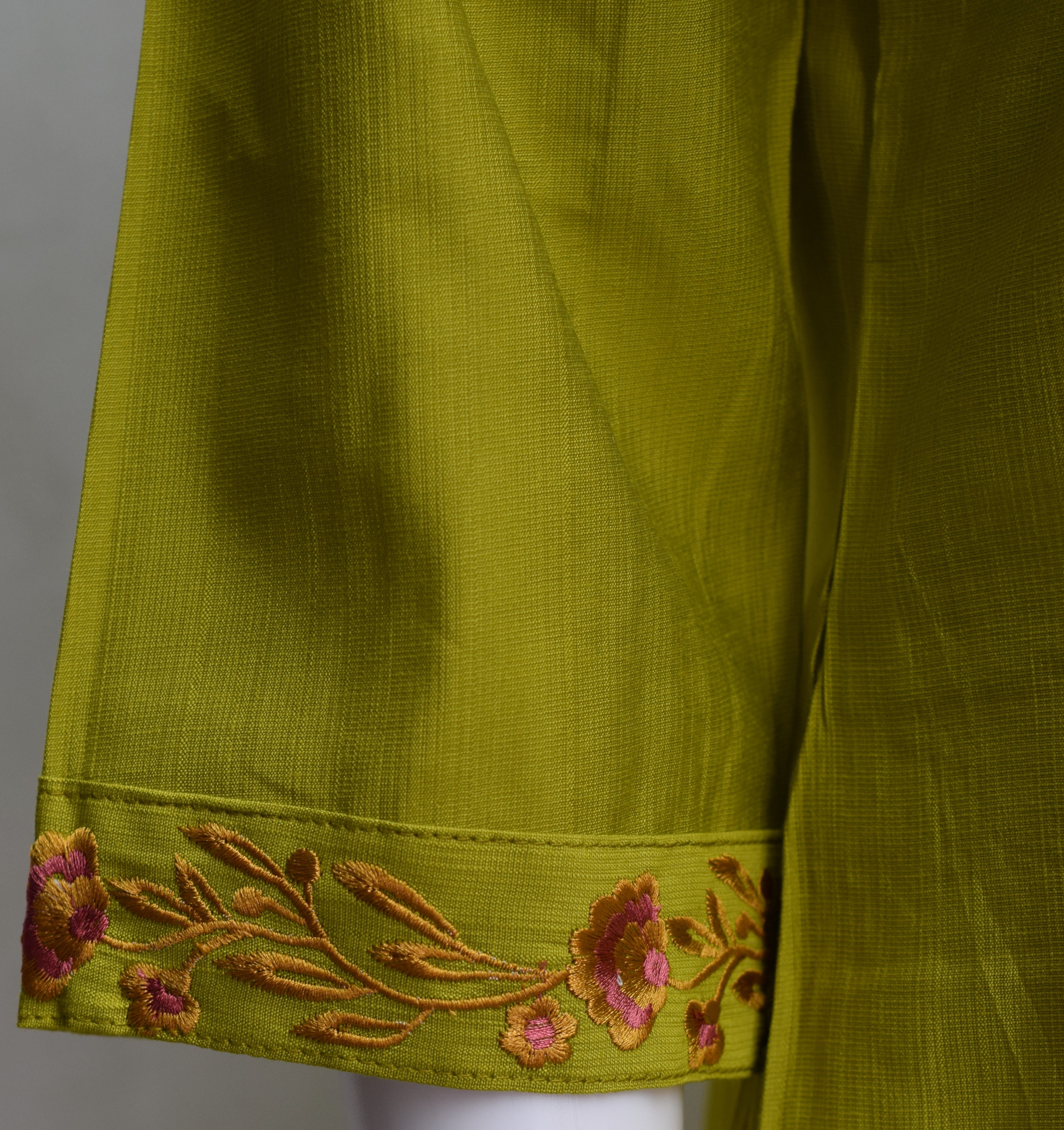 Green Printed  Churidar Top for Women | Embroidered V-Neck Kurti Top