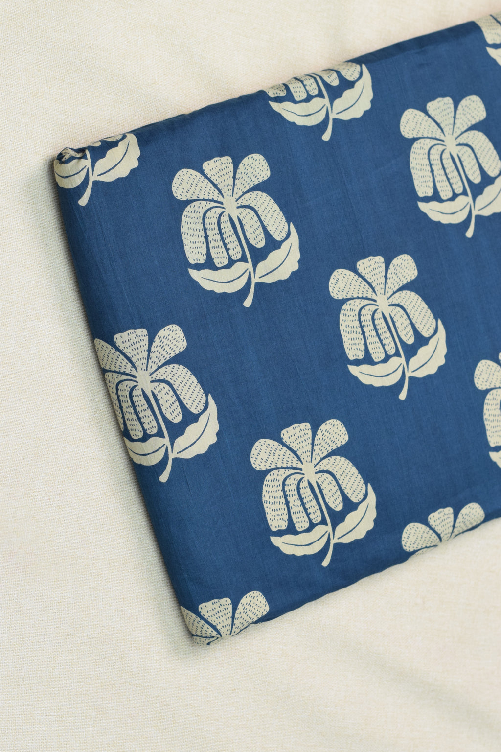 Soft Cotton Blue Floral Print Dress Material Set with Striped Bottom | Top 2.5m & Bottom 2m