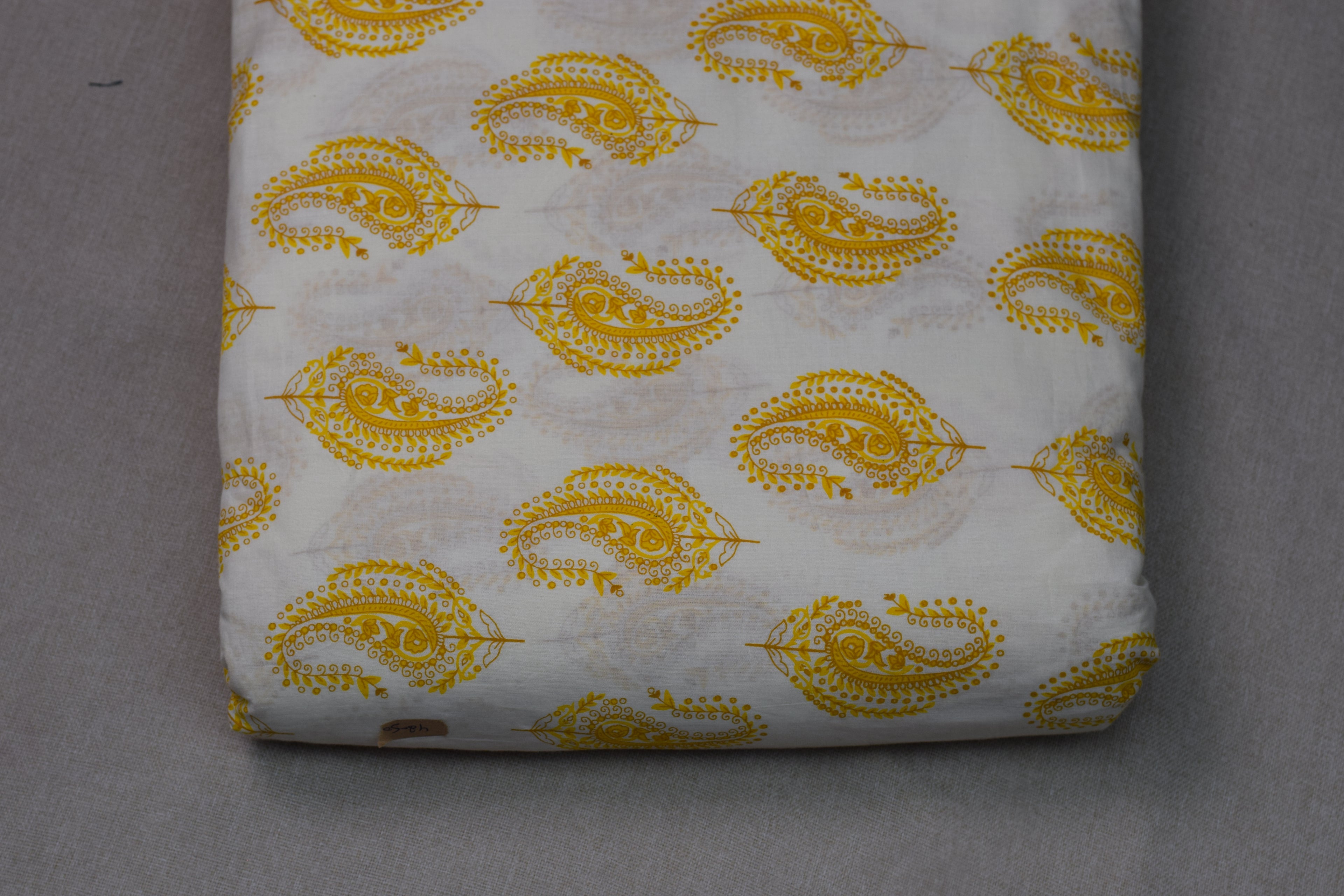 Mustard Yellow Floral Soft Cotton Dress Material Set | Top & Bottom Fabric | 44" Width