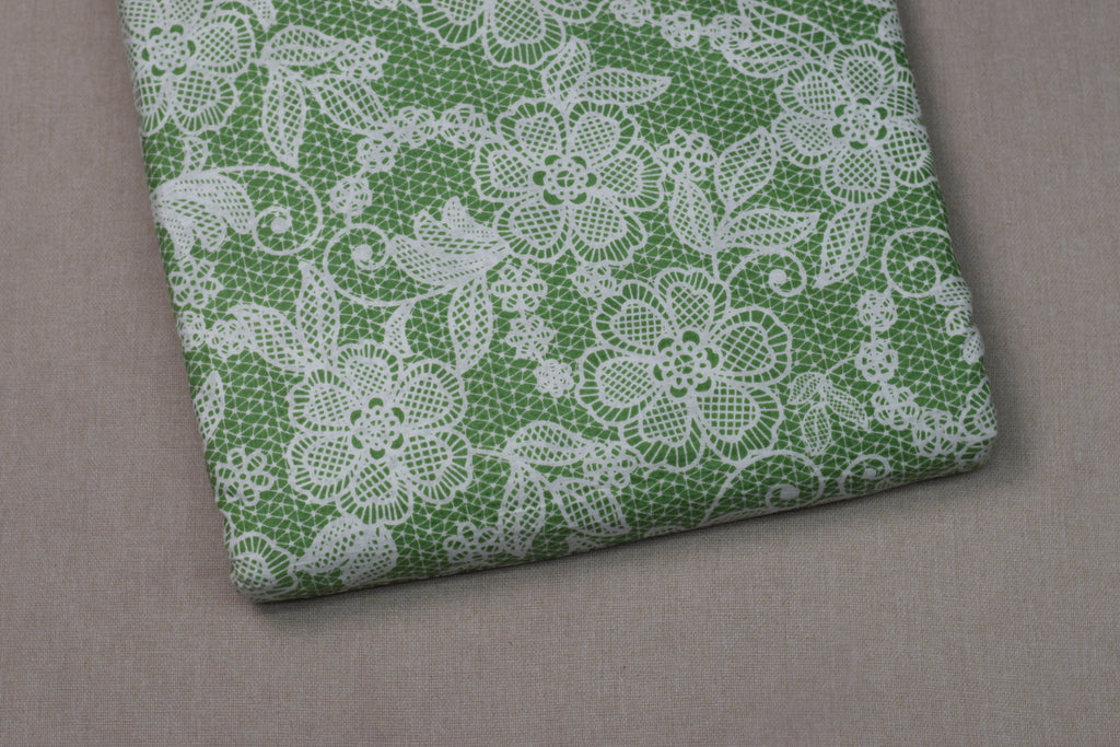 Soft Cotton Green Floral Printed Dress Material Set for Women – Top 2.5m & Bottom 2m (44" Width)