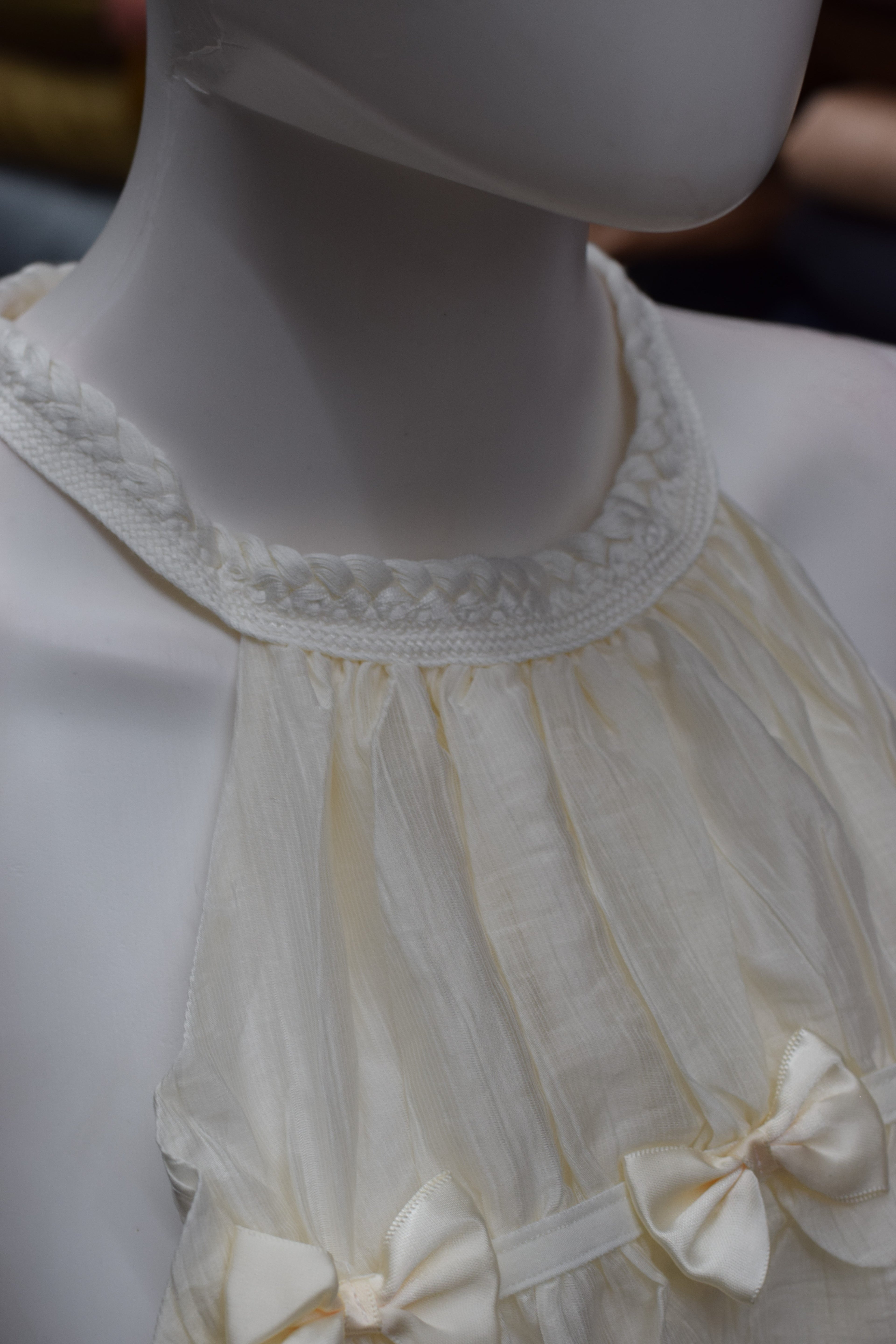 Imported Free Size Women's Bow Detail Sleeveless Maxi Frock – Elegant Ivory White