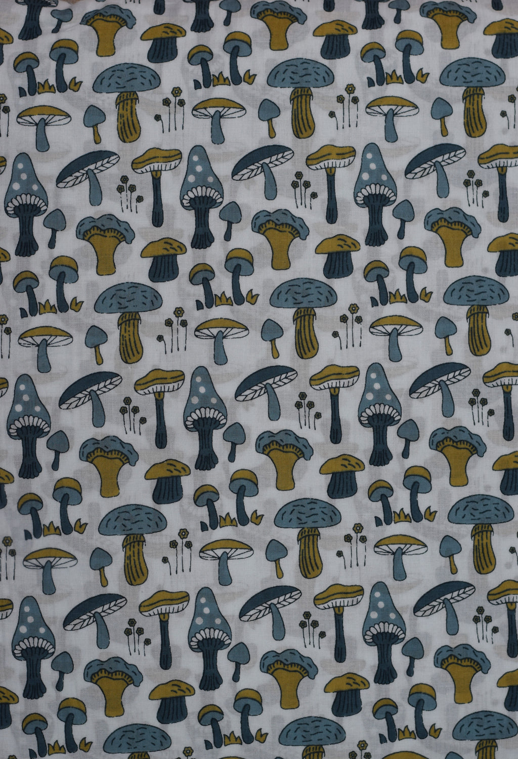 Soft Cotton Mushroom Print Dress Material Top Fabric – White Base | 44" Width | 2.5 Meter Length