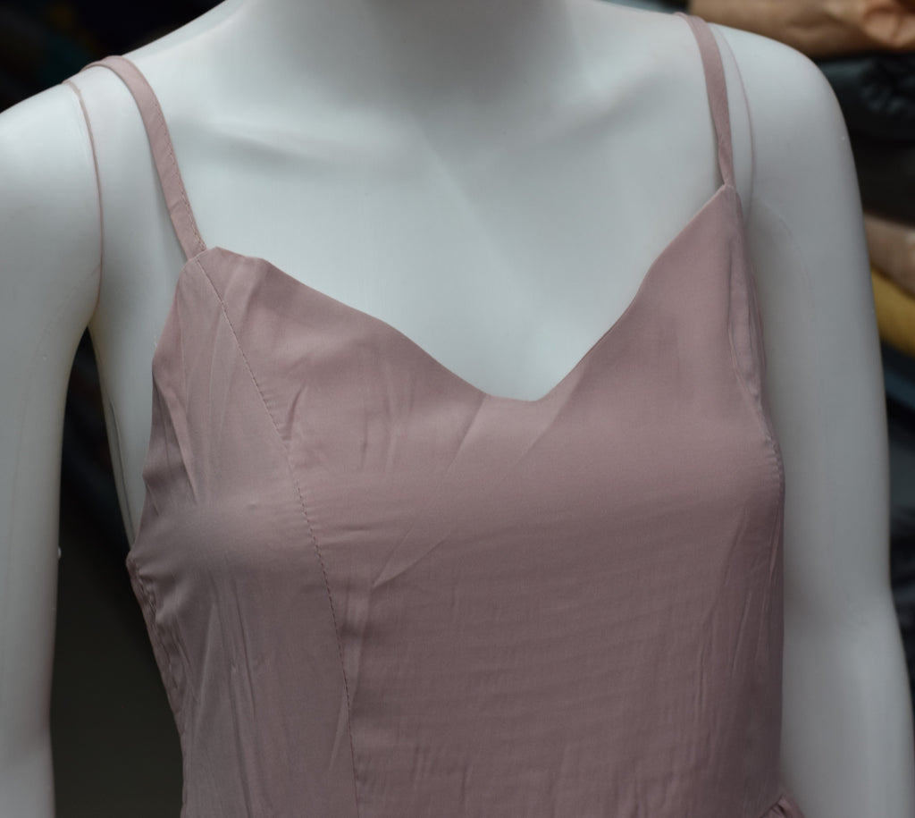 Imported Free Size Tiered Midi Frock for Women – Dusty Pink | Adjustable Shoulder Straps | Stretch Back
