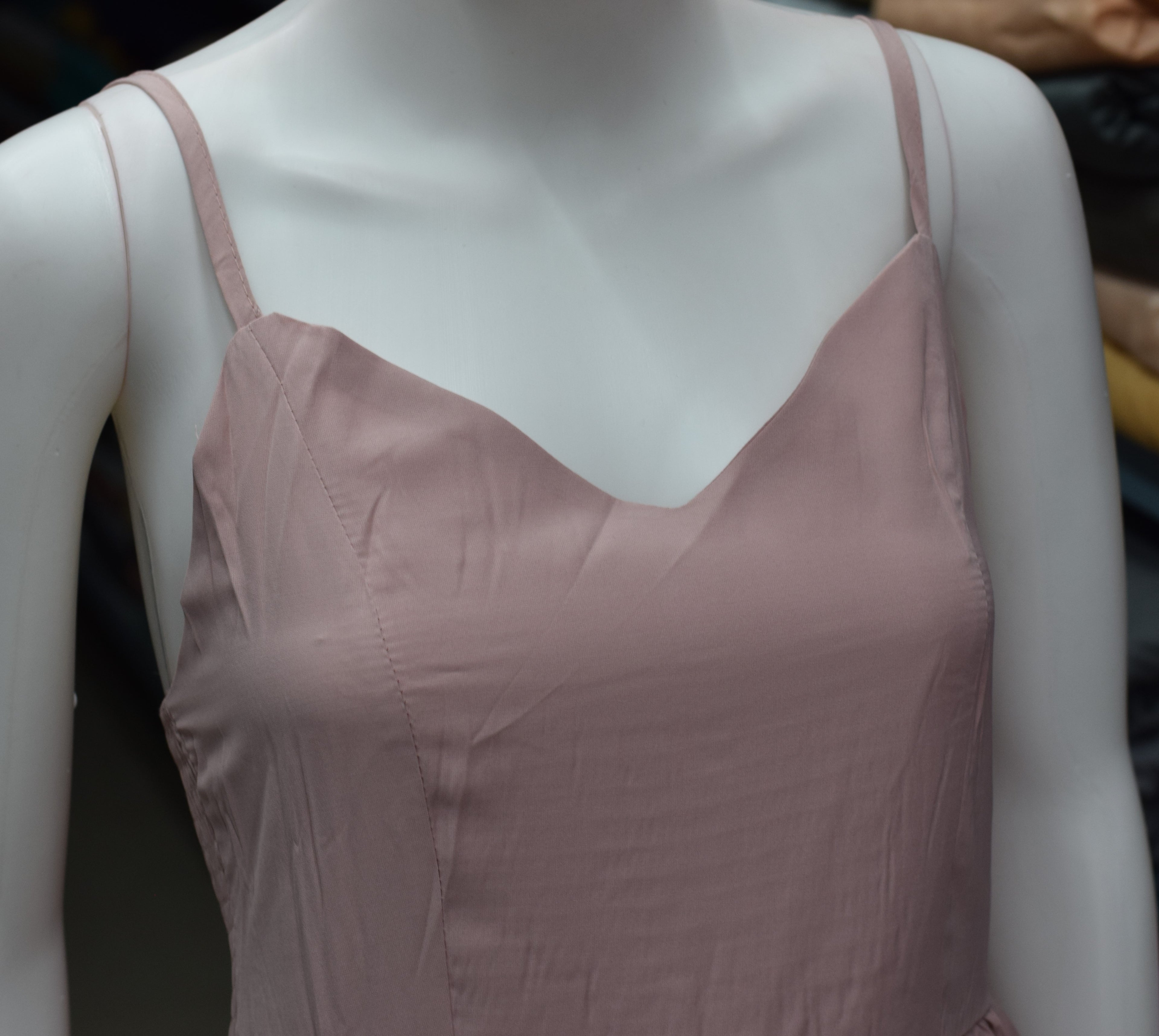 Imported Free Size Tiered Midi Frock for Women – Dusty Pink | Adjustable Shoulder Straps | Stretch Back