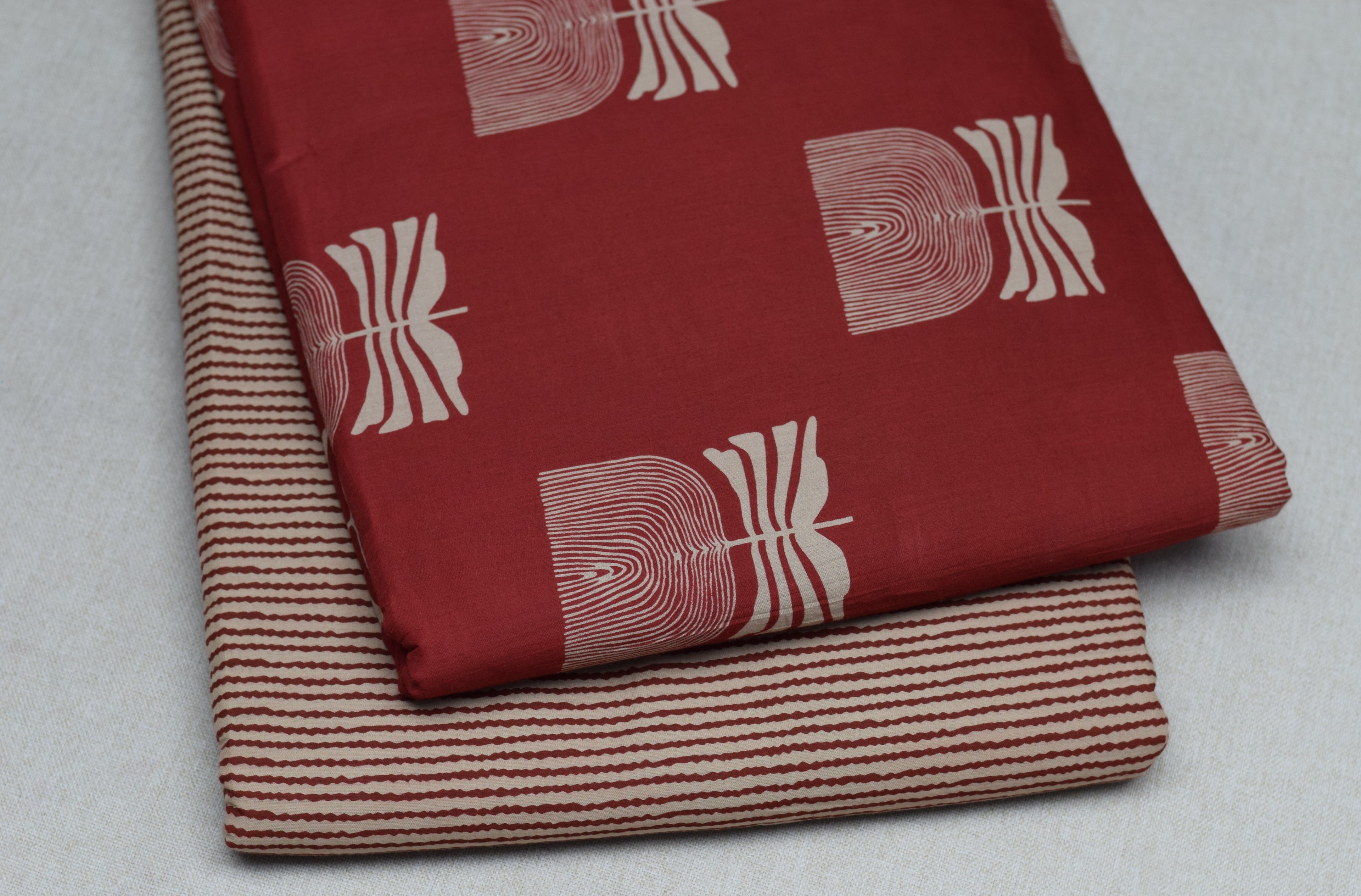 Maroon Abstract Print Soft Cotton Dress Material Set – Top & Bottom Fabric