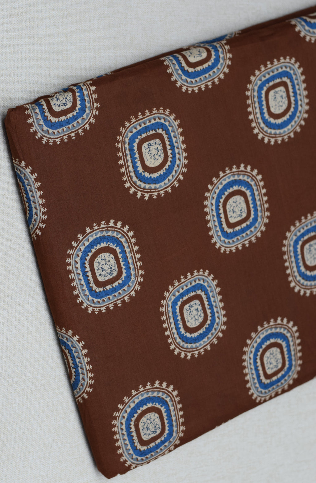 Soft Cotton Brown Geometric Print Dress Material Set – Top & Bottom Unstitched Fabric